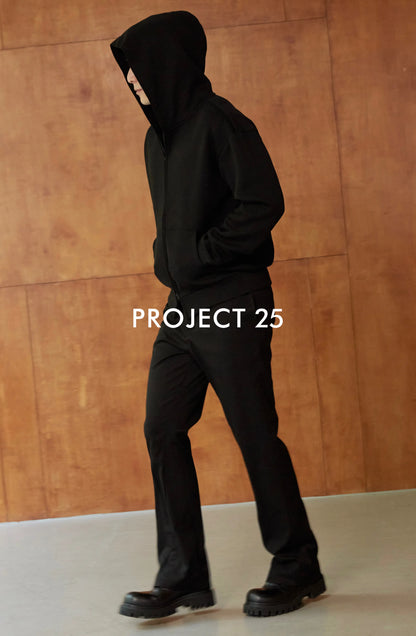 PROJECT 25 Air Layer Fabric Hooded Zip Sweatshirt Men Short Wide Silhouette Solid Color Basic Casual Commute All Match Jacket