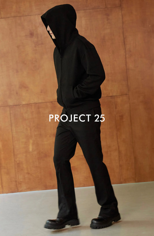 PROJECT 25 Air Layer Fabric Hooded Zip Sweatshirt Men Short Wide Silhouette Solid Color Basic Casual Commute All Match Jacket