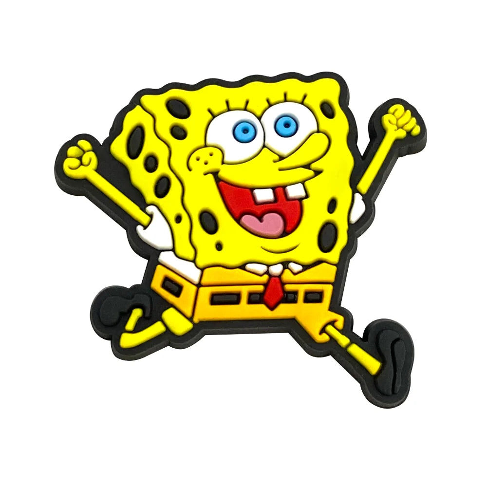 12-100PCS SpongeBob SquarePants Shoes Charms for Clog Sandals Decoration Mix Wholesale PVC Cute Shoe Accessories for X-MAS Gift