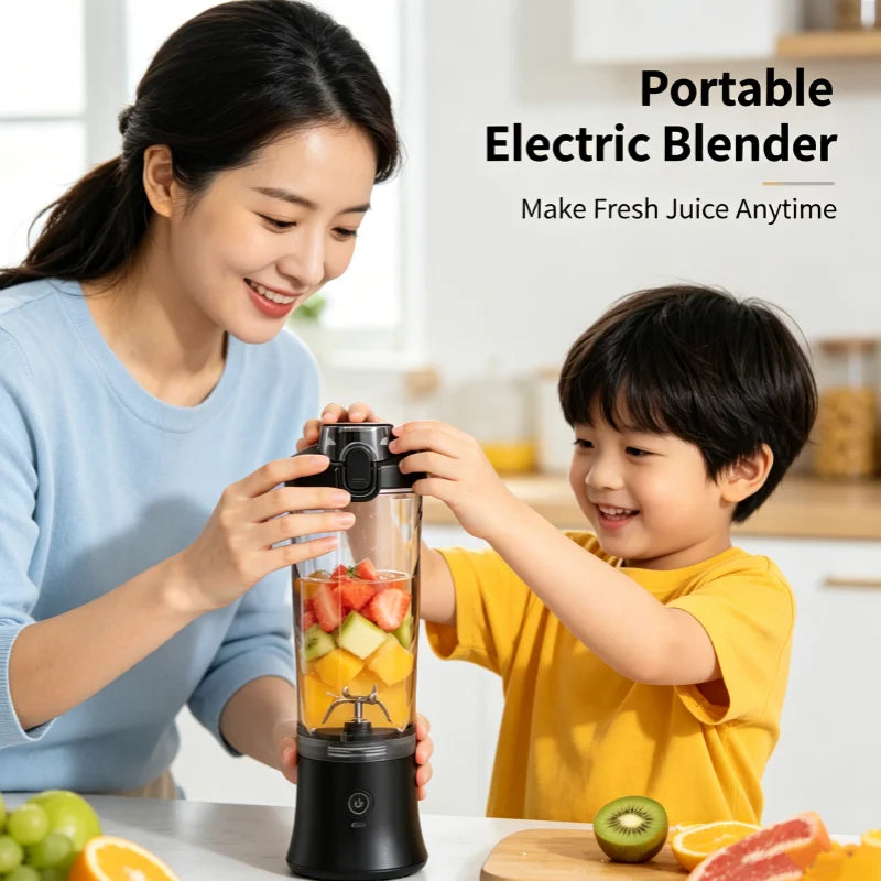 Portable Blender Electric Juicer 600ML Fruit Mixers 4000mAh USB Rechargeable Smoothie Mini Blender Multifunction Juice Maker
