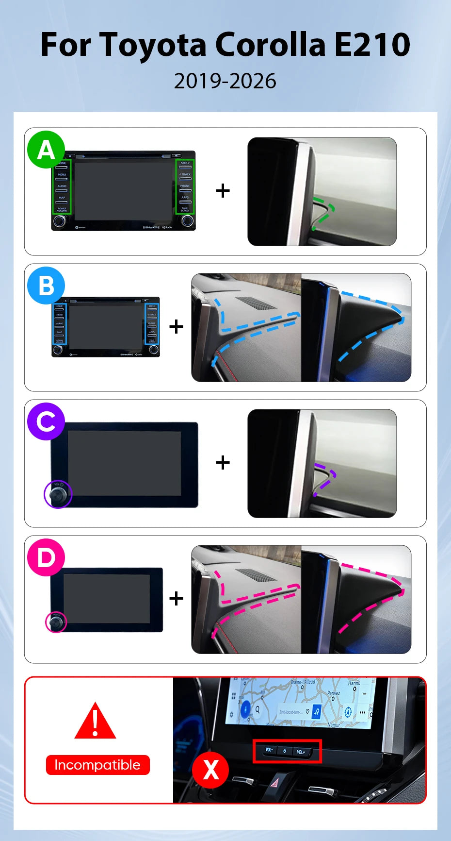 Ainavi Car Multimedia For Toyota Corolla 2019-2026 E210 Wireless Carplay Android Auto 4G Car Radio DSP Stereo IPS Screen 2 Din