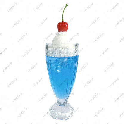 Blue Soda Drink Cup Craft Soda Ice Cream Topping Glass Cup Creative Gift Handicraft Desk Ornaments Girls Room Decoration Gift
