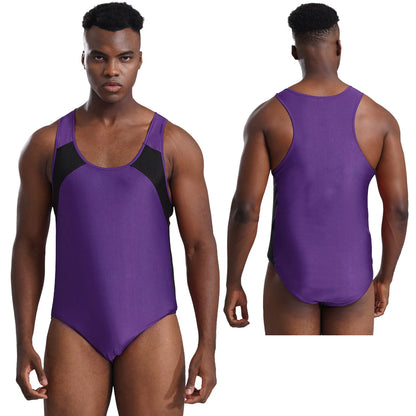 Men's Sleeveless Wrestling Singlet Leotard Racer Back Tank Bodysuits Gymnastics Fitness Jumpsuits Shapwear Ballet Dancewear