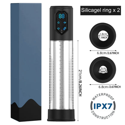 IPX7 Waterproof Electric Pump Penis Erection Enlargement Automatic Vacuum Pump for Men 4 Suction Masturbating Sex Toy for Men