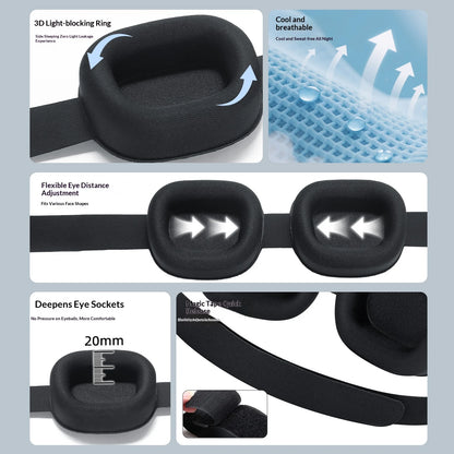 3D Sleep Mask Adjustable For Side Sleeper Eyeshade Light Blocking Blindfold Eye Cover Mask Sleeping Aid Eyepatch For Travel Rest