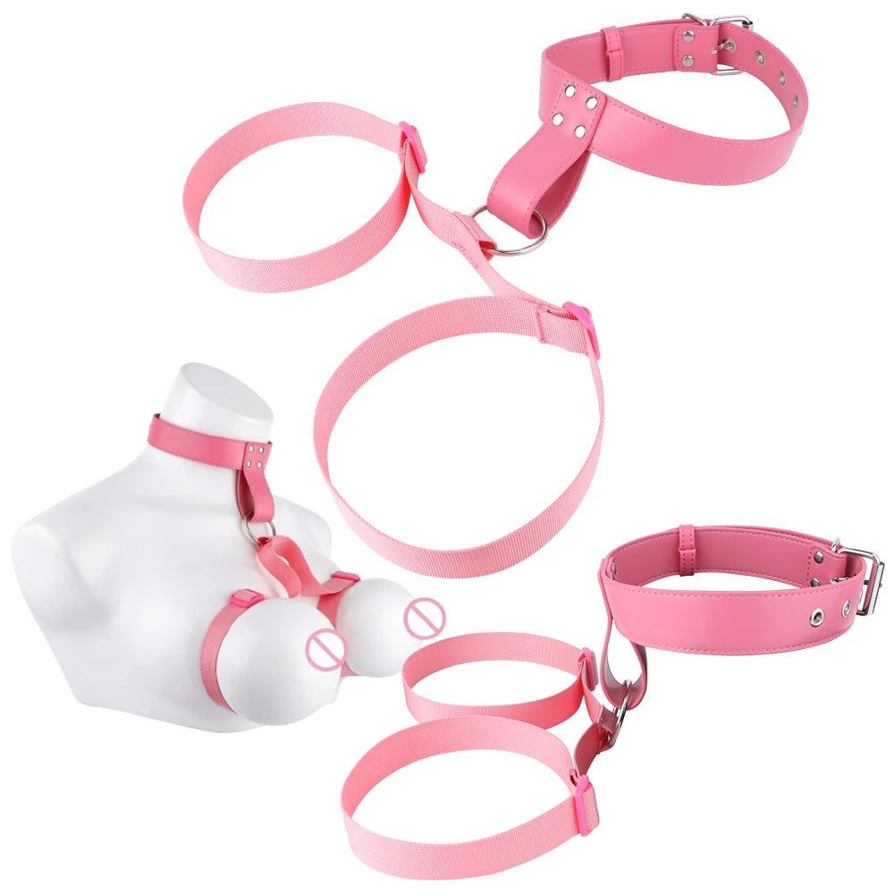 QKKQ Chest Harness Belt PU Leather And Webbing Erotic Bra Breast Flirting Chest Binder Breast Bondage BDSM Sex Toys For Women