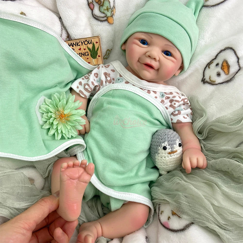 18inch Full Solid Silicone Reborn Baby Girl/Boy Weighted Body Poseable Doll Lifelike Bebe Reborn Gift for Birthday Christmas