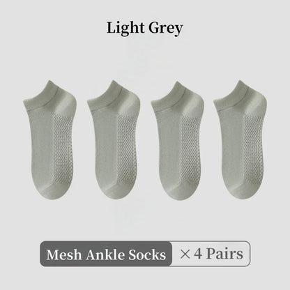 1/4/7 Pairs Men's Mesh Breathable Ankle Socks & Crew Socks - Lightweight Cotton Low Cut No Show Socks for Sports, Spring Summer