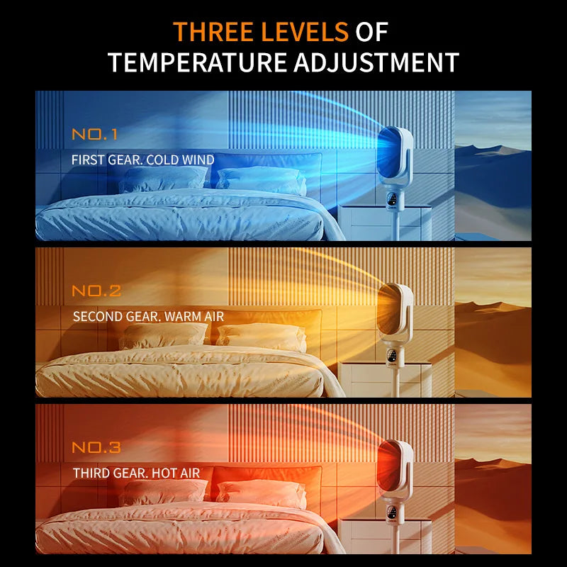 Home Heating Fan Heater With Shake Head Timer Remote Control Desktop Vertical Heating And Cooling Air Heater