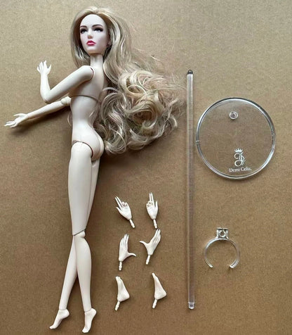1/6 Female Super Model DC Doll Head Body Figure With Good Makeup Heads With 2 Pairs Hands 1 Feet and Clear Doll Stands