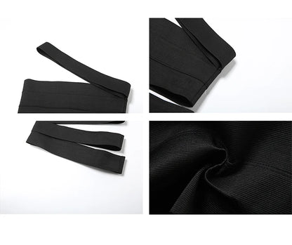 Sexy Shoulder Bared Slim Fit Vest for Women Dark Deconstructive Style Trendy Short Sleeve Top Casual Versatile Body Shaping