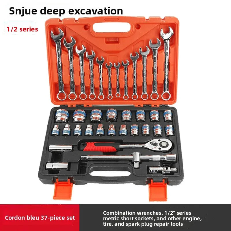 SNJUE Car Repair Tool Set Socket Box Toolbox Kit Emergency Vehicle Tools for Onboard Car Maintenance High Quality Durable Tools