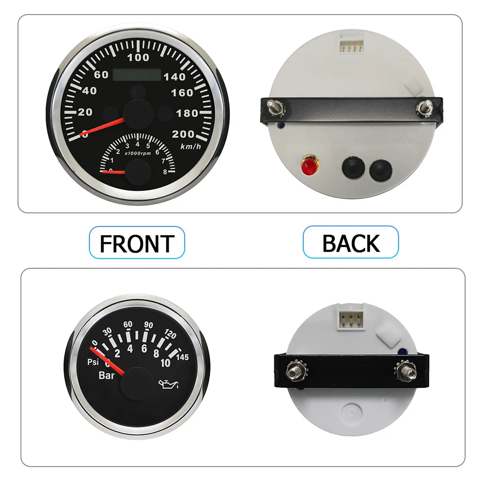 5 Gauge Set 85MM GPS Speedometer 0-8000RPM Tachometer 52MM Water Temp Oil Pressure Fuel Level Meter Voltmeter for Car Boat 12V