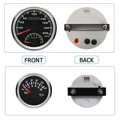 5 Gauge Set 85MM GPS Speedometer 0-8000RPM Tachometer 52MM Water Temp Oil Pressure Fuel Level Meter Voltmeter for Car Boat 12V