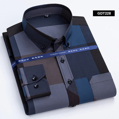 Men's Non-iron Shirts Business Casual Bronzing Long Sleeved Regular Fit Shirts Spring and Autumn New Fashion Print Top Clothing