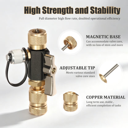 1/4 Inch HVAC Valve Core Removal Tool For R410A R22 R32 Ball Valve Core Remover No Loss Refrigerant Air Conditioner Repair Tool
