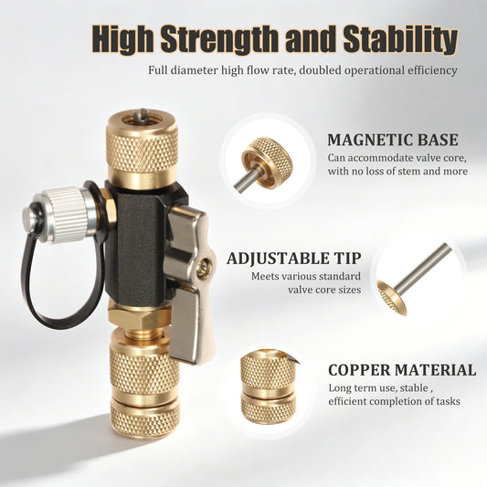 1/4 Inch HVAC Valve Core Removal Tool For R410A R22 R32 Ball Valve Core Remover No Loss Refrigerant Air Conditioner Repair Tool