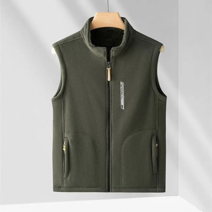 Men's Warm Vest Coat Polar Fleece Windproof Outdoor Multi Pocket Sports Sleeveless Jacket Casual Thick Letter Print Waistcoat
