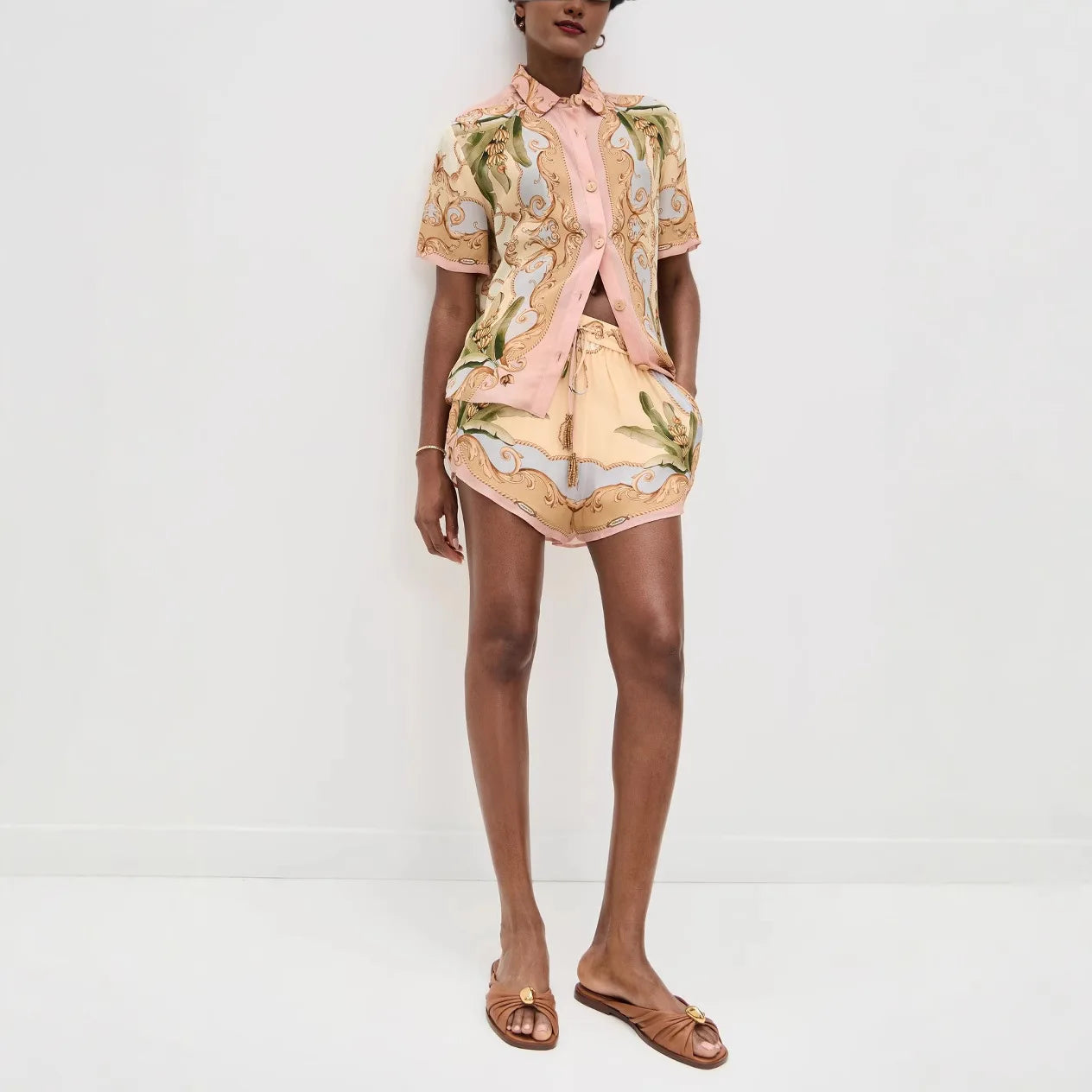 2026 New Casual Fashionable Personality Shirt Shorts Set Spicy Girl Fashionable Two-Piece Suit for Women Autumn Season