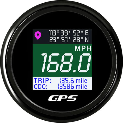 52mm GPS Speedometer Odometer Adjustable LCD Odometer Speed Gauge with GPS Antenna for Boat Car Motorcycle Motor Yacht