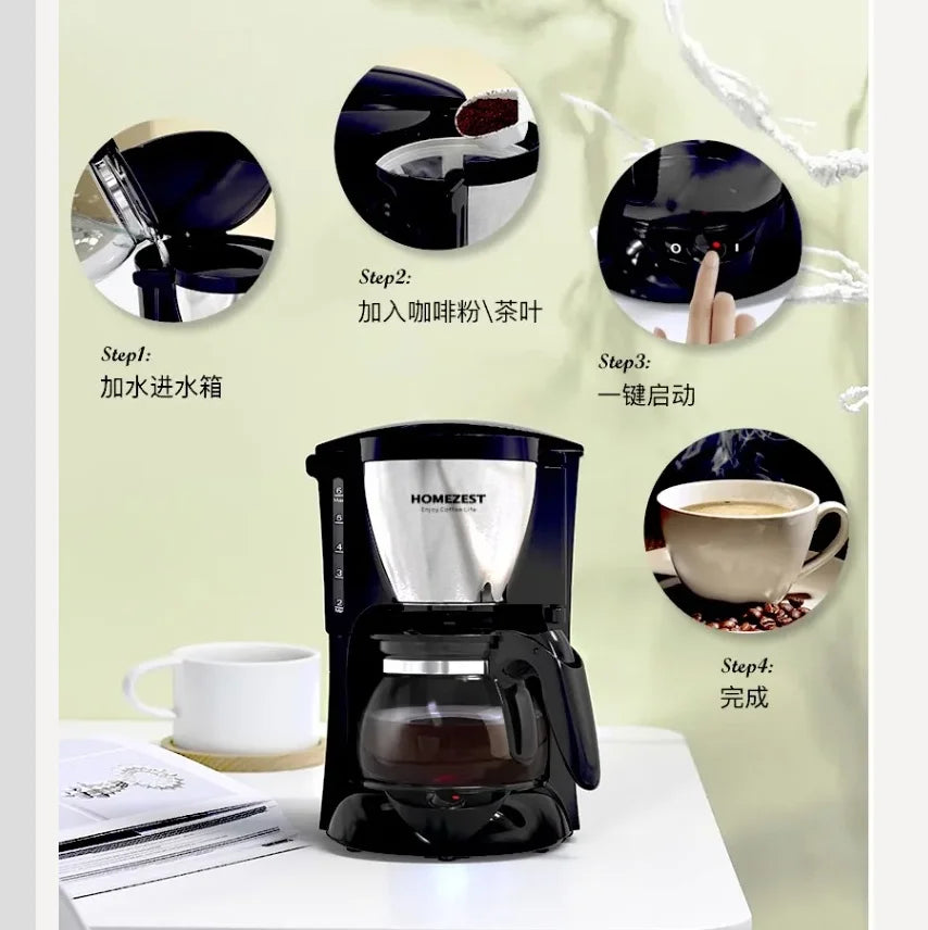 220V HOMEZEST German Coffee Maker Automatic Drip Machine for Home Mini Tea Pot BAW