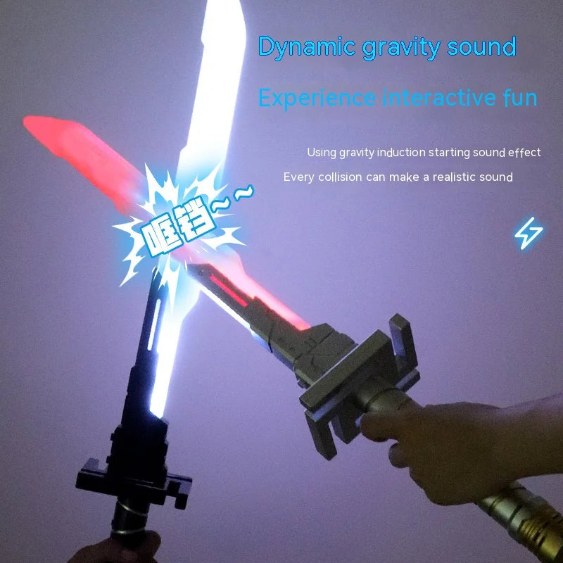 Cyberpunk 71cm Electronic Toy Luminous 2 in 1 Lightsaber Cosplay with Sound Effects Colorful Lights Electric Toy for Kid Adult