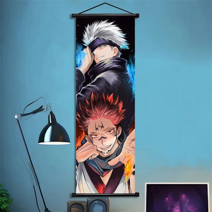 Jujutsu Kaisen Gojo Satoru Anime Art Fabric Wall Poster Hanging Scroll for Bedroom Gaming Room Decor Ideal Gift for Fans