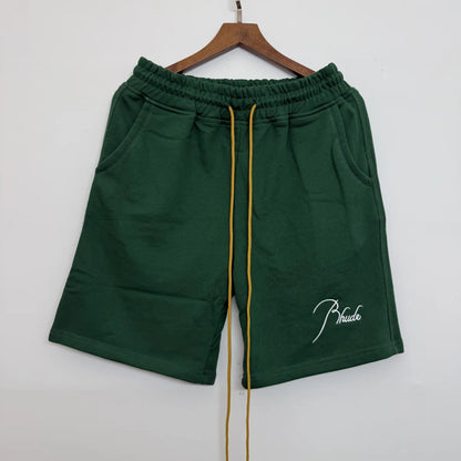 American Retro Street Style Men's Loose Fit Shorts Embroidered Lettering Casual Sporty Five-Point Pants Trendy Summer Wear