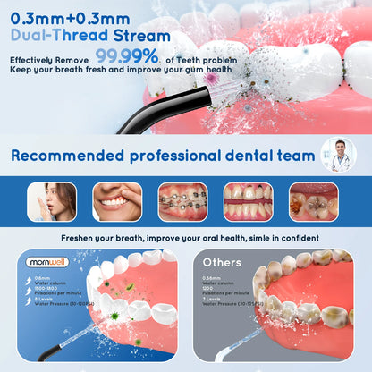Mornwell Portable Water Flosser with Electric Toothbrush Combo:Gums Care - Brushing & Flossing for Adults, Travel Use, D52 & X3