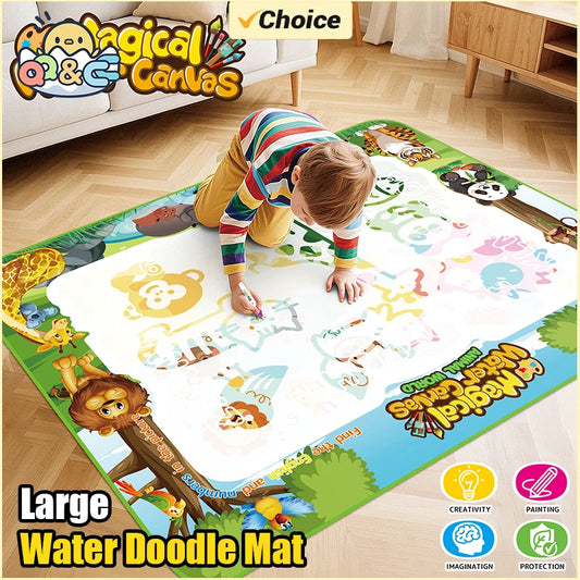 100CM Large Water Doodle Mat for Toddlers Drawing Toy Tablets Painting Set Colorful Graffiti Blanket Educational Games Children