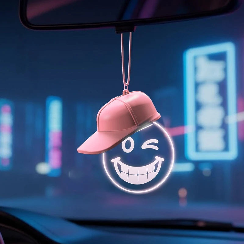 Creative Retro Car Pendant, Luminous Light Bulb Hanging Decoration, High-end Auto Atmosphere Light, Rearview Mirror Decor