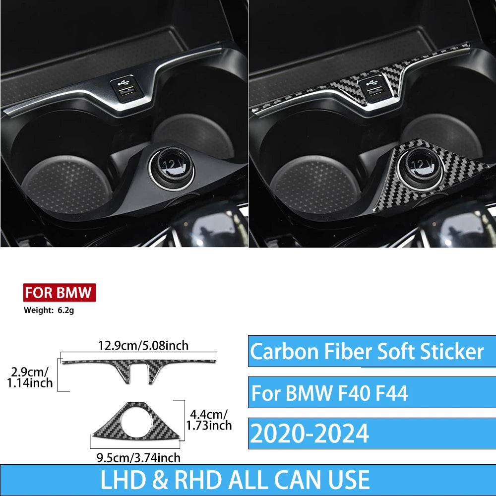 Real Carbon Fiber Car Accessories Black Trim Cover Soft Sticker For BMW 1/2 Series F40 F44 2020 2021 2022 2023 2024