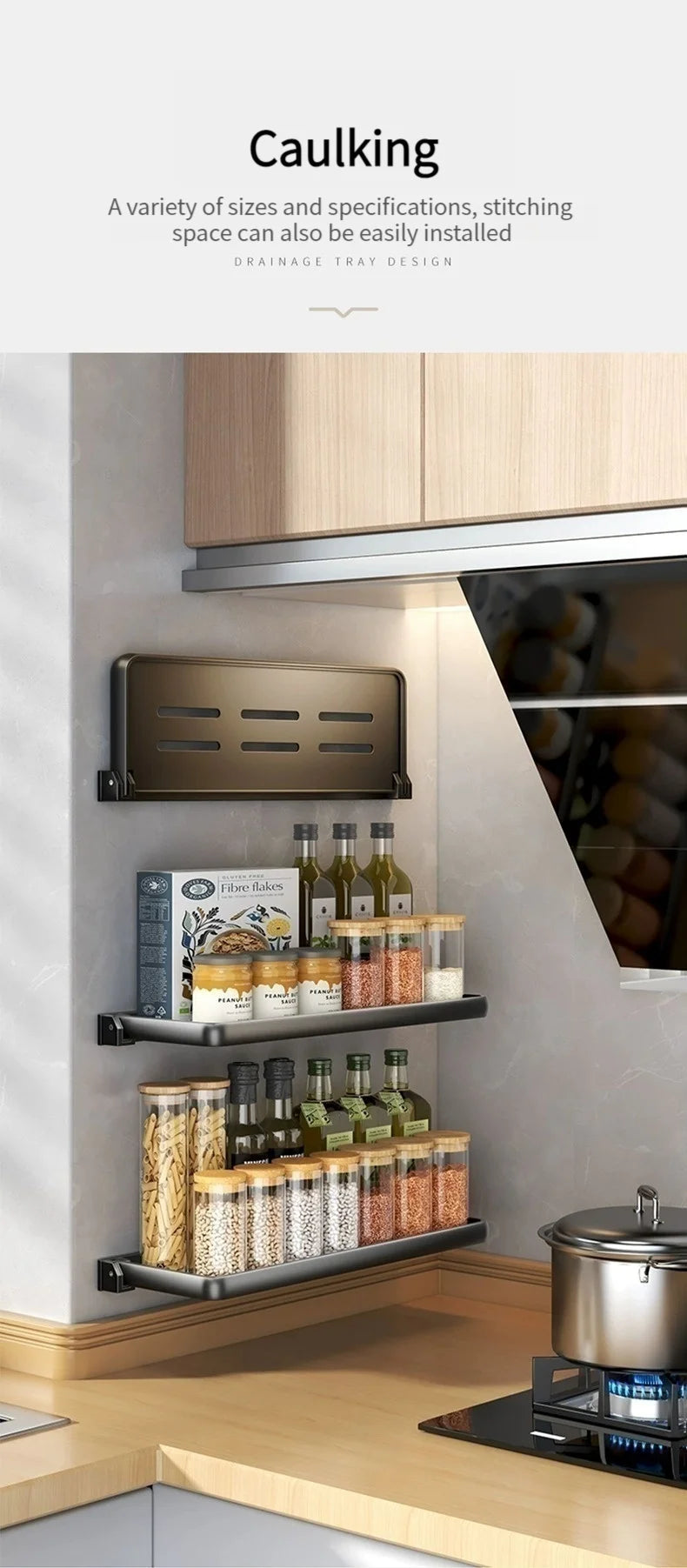 Foldable kitchen Storage Rack Fridge Organizer Storage Tray Clear Food Storage Organizer Spice Rack kitchen Organizer