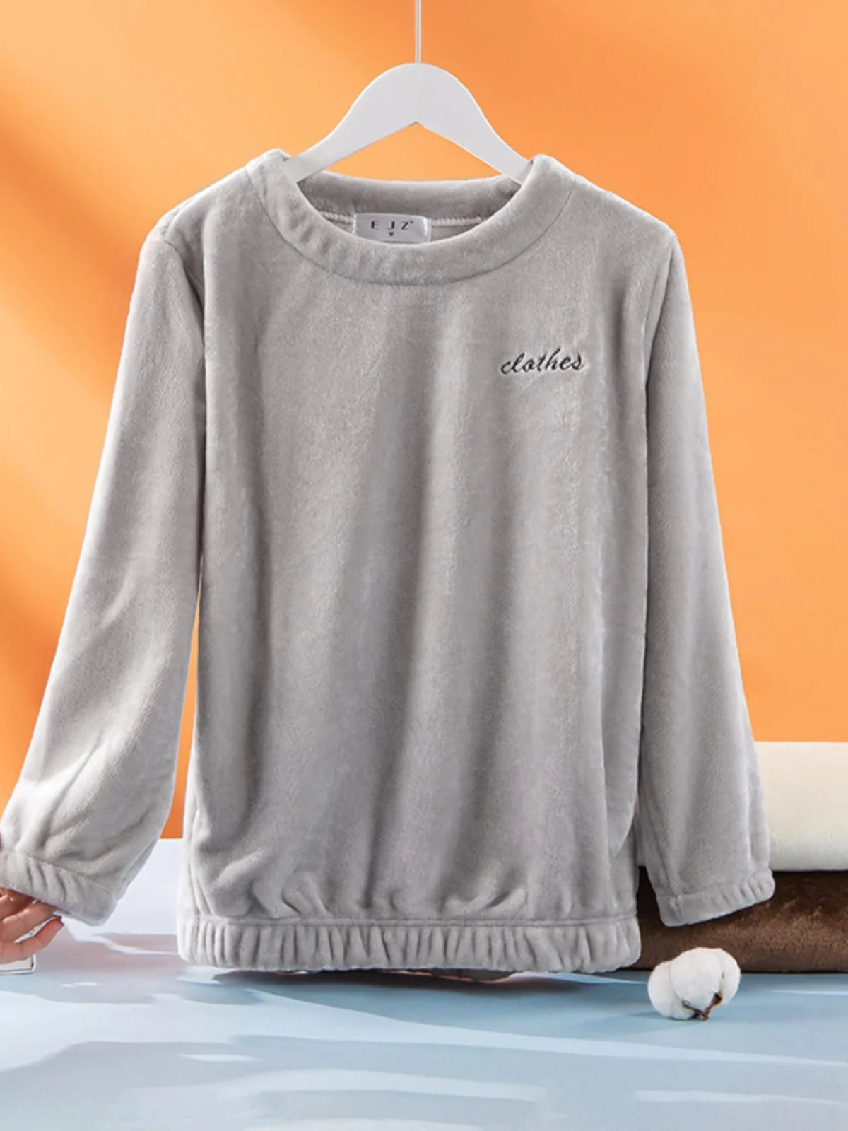 Thiened Coral Fce Spwear Men's Winter Home Clothes Long Sve round Ne Pullover Flannel Soft Warm Casual Top