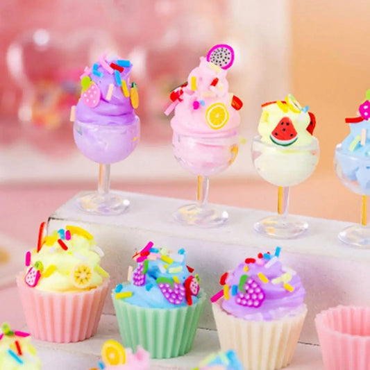10pcs/Set Simulation Cream Ice Cream Dessert Making Handmade DIY Cake Model Small Parts Cream Glue Play House Toy Kids Gift
