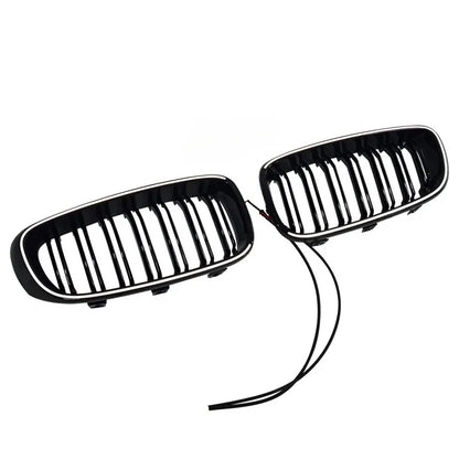 For BMW 3 Series GT F34 2012 - 2020 Double Lines Fromt Bumper Kidney Racing LED Light Grille Lamp Grill Gloss Black Car Styling