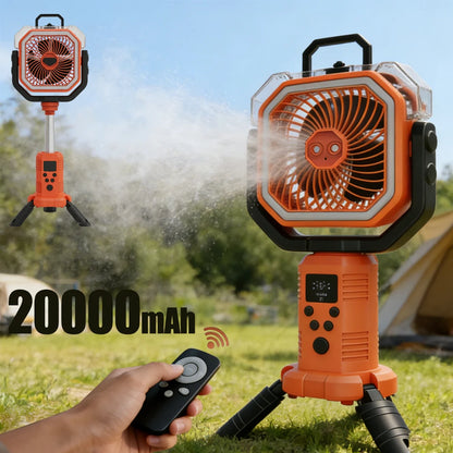 30000mAh Spray Mist Cooling Fan with Remote Control  Outdoor Portable Rechargeable Fan for Camping Fishiing LED lantern