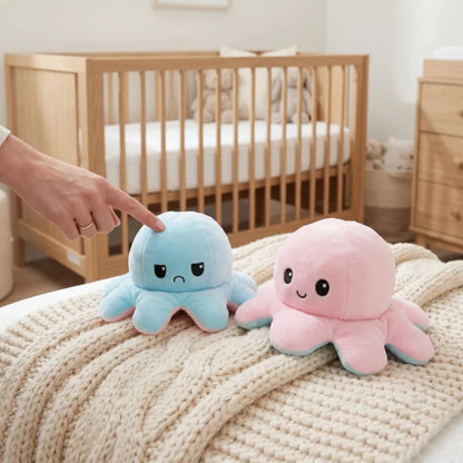 Double-Sided Octopus Plush Toy Purple and Blue Double-Sided Flip Plush Toy with Embroidered Details A Cute Collectible Plush Toy