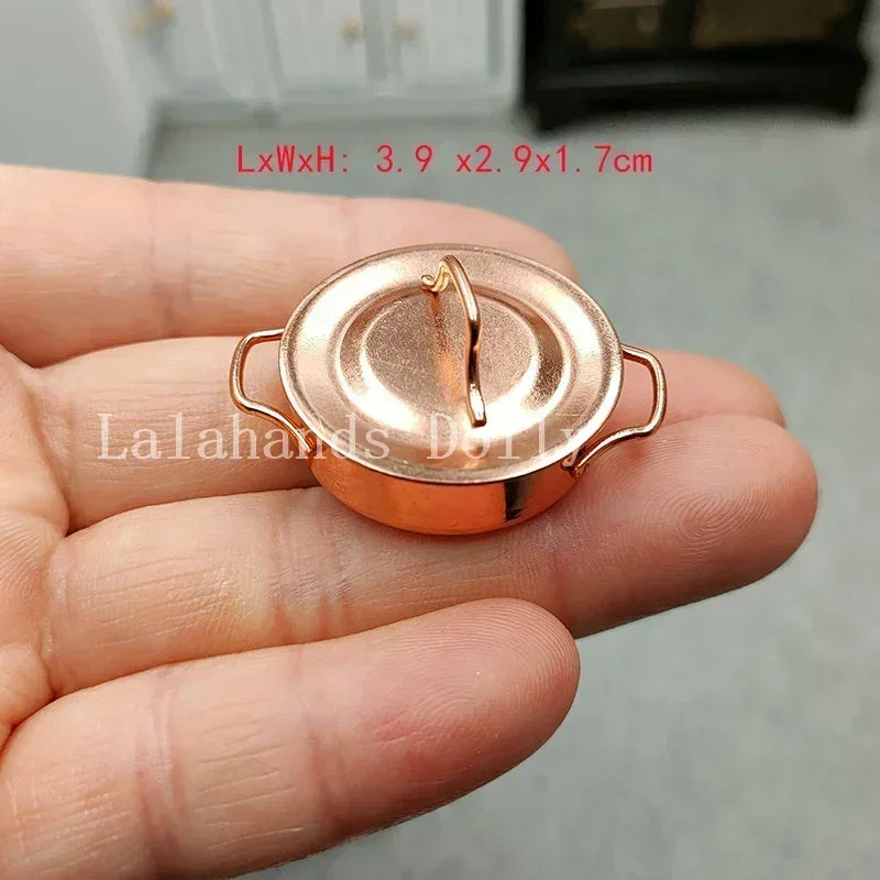 Dollhouse Miniature Kids Furniture Items Mini Alloy Hearth/Gas burner/Pan/Pot Set Kitchen Toys Kitchen Furniture Accessories