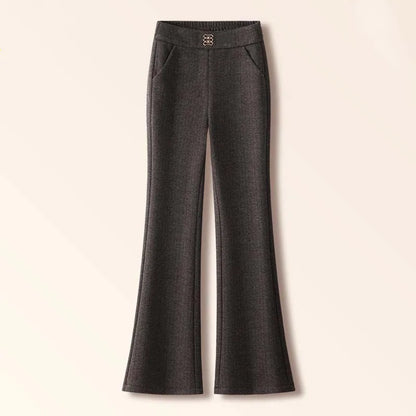 Thickened Fleece Lined Woolen Wide Leg Pants Casual Trousers for Middle Aged And Elderly Autumn Winter New Style Fashionable ...