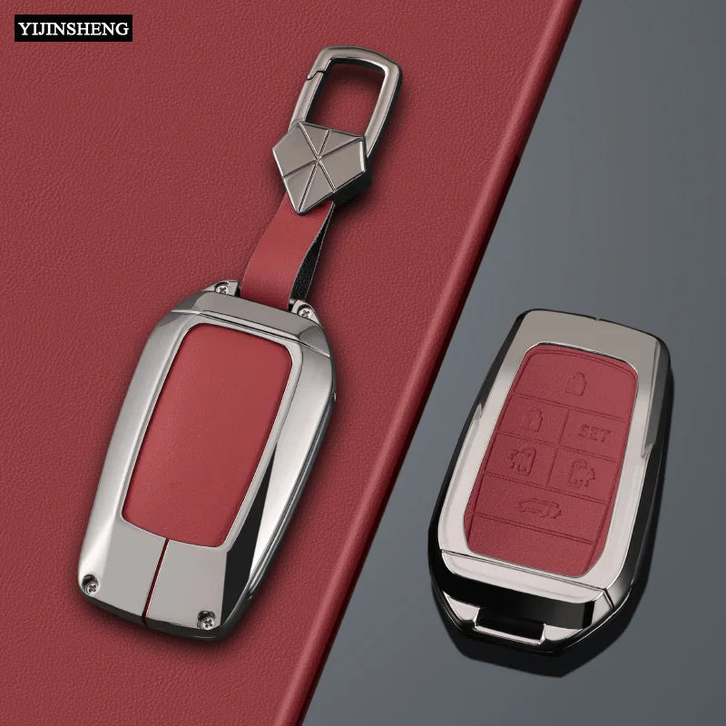 Zinc Alloy + PU Leather Car Key Case Cover For 2019-2025 Land Cruiser Highlander Camry Sienna Venza Hilux Fortuner Corolla Prius