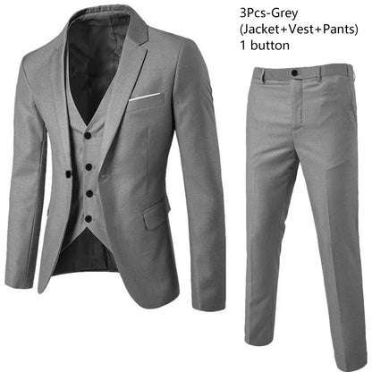 Elegant Men Suits 3 Pieces 2 Blazers Sets Wedding Jackets Vest Pants  Classic  2025 Formal Coats Korean Costumes