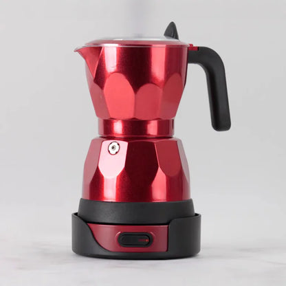 110V/220V Cups Electric Coffee Maker Portable Aluminum Mocha Pot Electric Italian Coffee Maker Percolator for Home Black 150ml