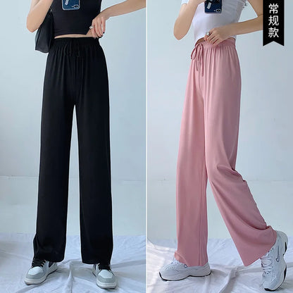 Slimming High Waist Ice Silk Wide Leg Pants for Pear aped Women Casual Summer orts plus Size  pe Comfortable Trousers