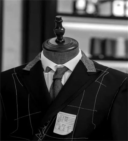Fashion 2 Piece Dark Gray Wool Tweed Winter Business Men Suit's Wedding Herringbone Male Formal Groom Tuxedo Set (Jacket+Pants)