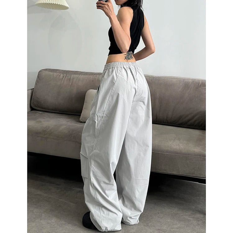 American Lazy Casual Parachute Embroidery Sweatpants Women's Spring Summer 2025 New Slimming Drape Loose Work Trousers