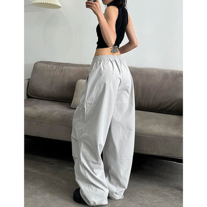 American Lazy Casual Parachute Embroidery Sweatpants Women's Spring Summer 2025 New Slimming Drape Loose Work Trousers