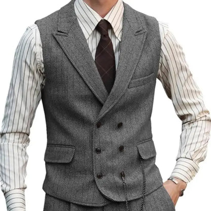 Men Vest Brown Suede Leather Gentleman Business Waistcoat Vintage Regular Slim Autumn Winter Banquet Men's Suit Vest