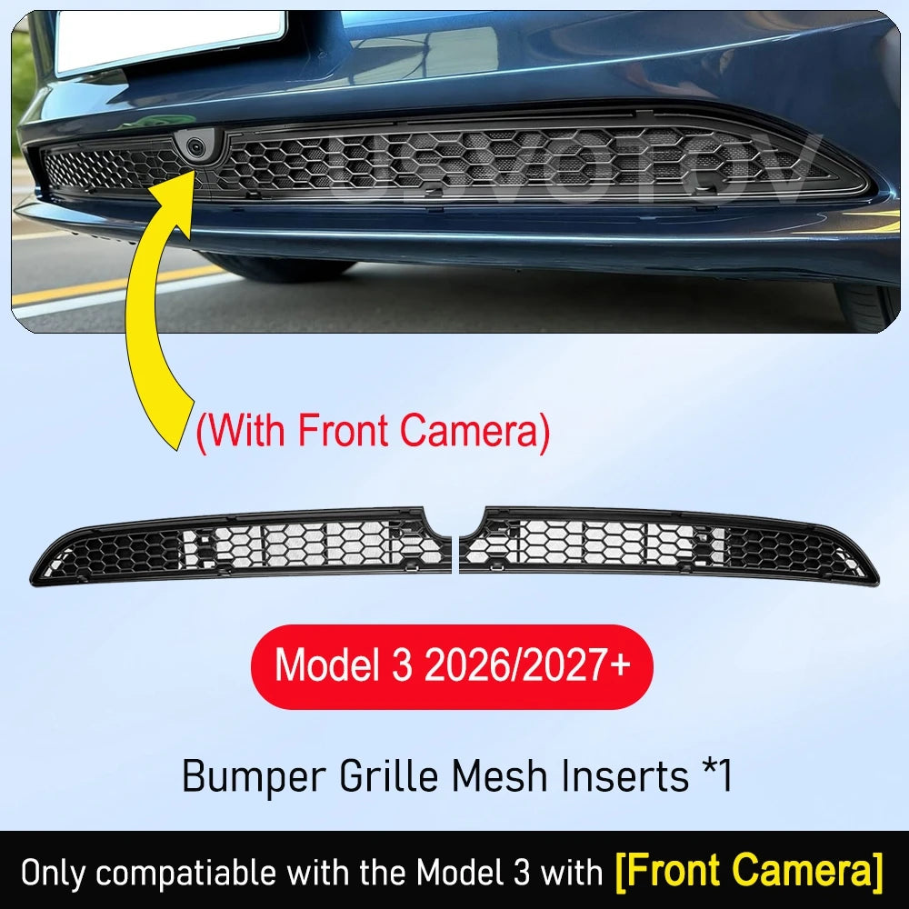 Grille Mesh Inserts for Tesla Model Y Juniper Model Y Premium and Model 3 2026 Front Bumper Air Inlet Vent Cover Accessories