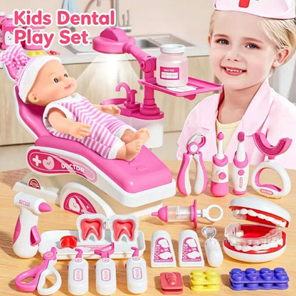 Kids Dental Pretend Play Set Simulation Dentist Chair Medical Role‑play Toys for Girls Boys Birthday Gift